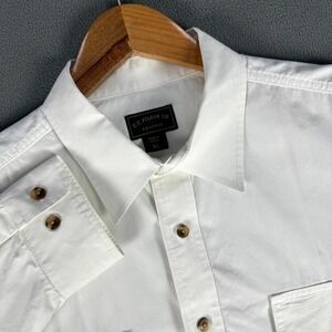 CC Filson Shirt Mens XL White Woven Work Shirt Flap Pocket Field Utility Safari